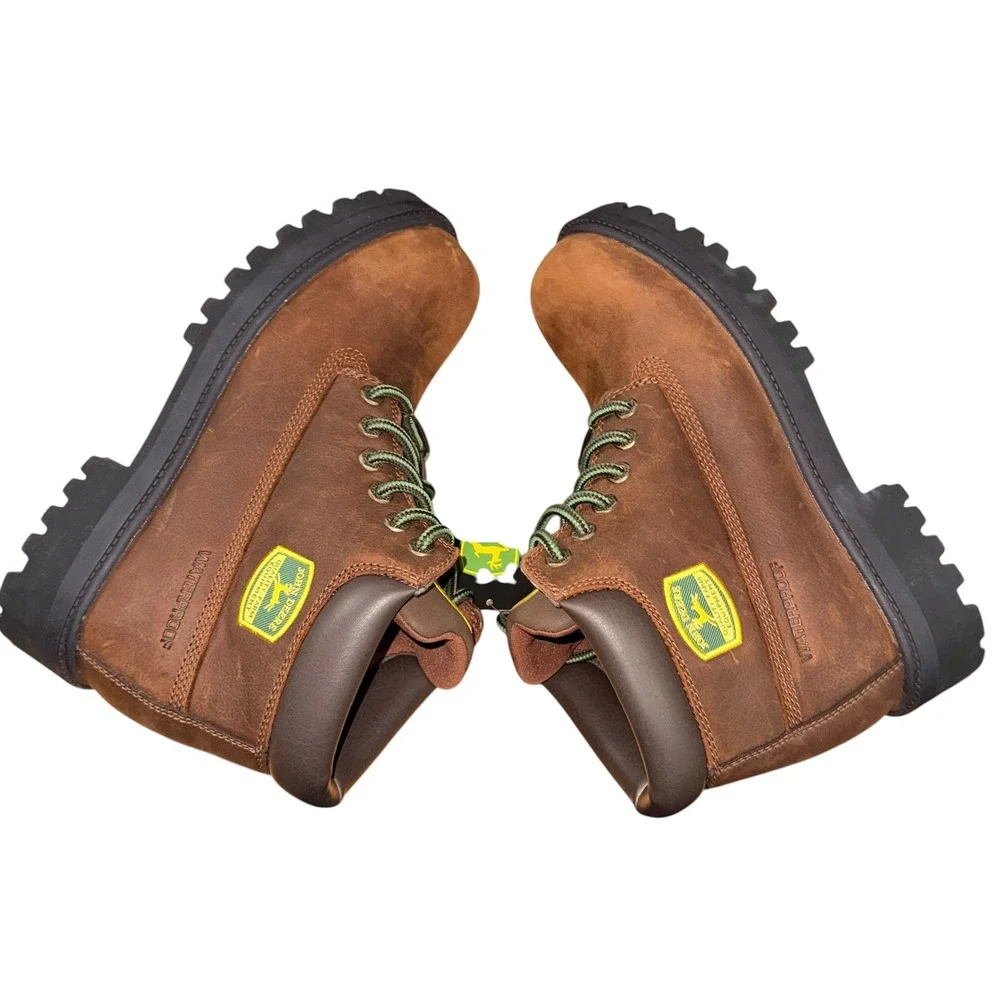 NEW John Deere Skechers Sergeants-Dozer Mens 8.5 Boots Brown Waterproof Leather